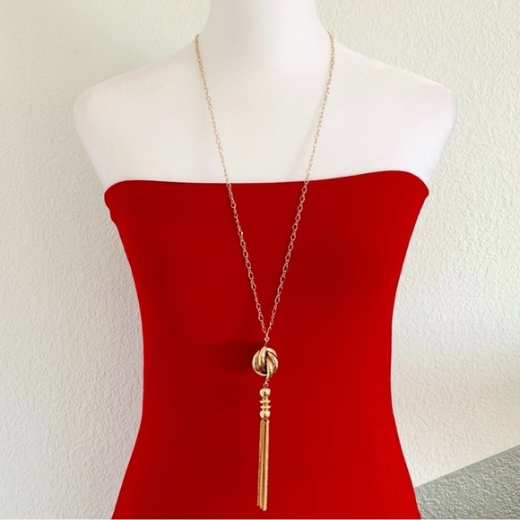 Kim Rogers Knotted Gold Tone Tassel 32” Necklace - Picture 2 of 6